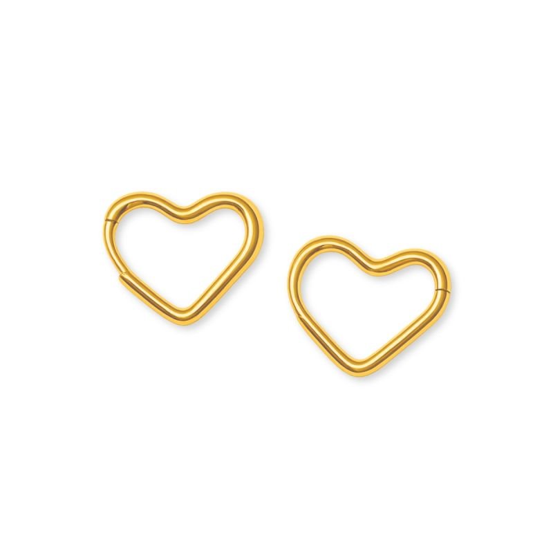 Brinco Argola Click Coração em Aço Inoxidável