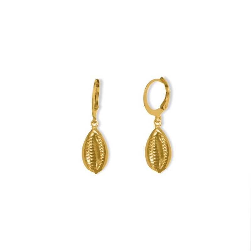 Brinco Búzios Mini Argola Click em Aço Inoxidável