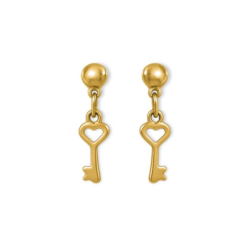 Brinco Chave Coração Mini em Aço Inoxidável