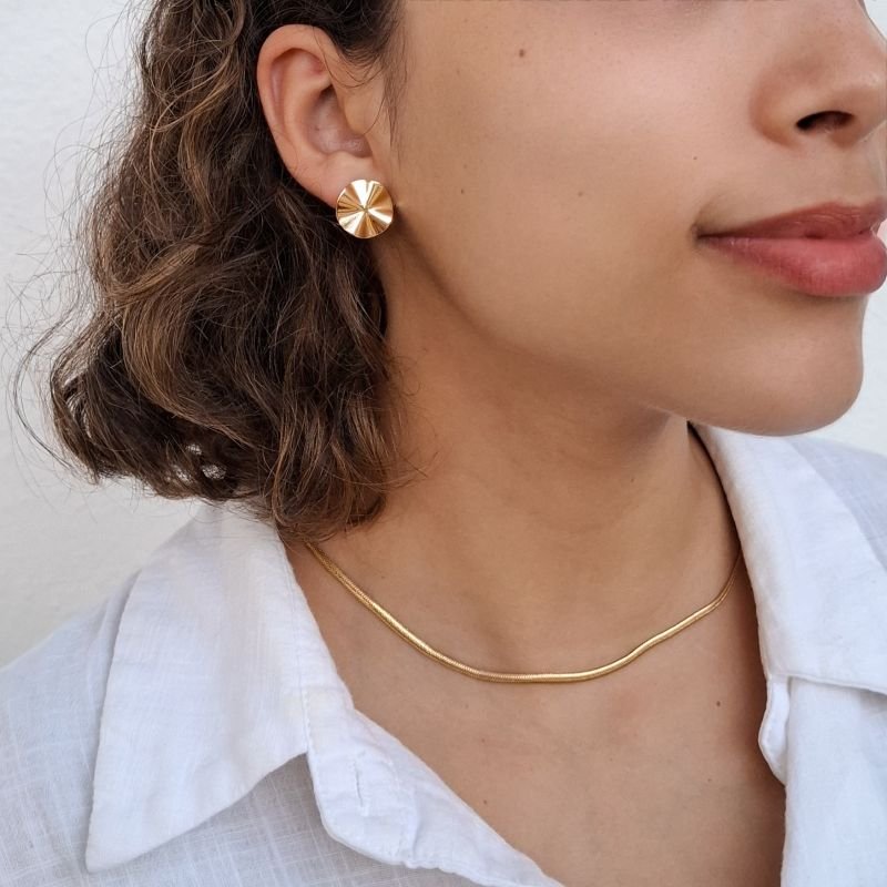 Brinco Círculo Amassado Grande em Aço Inoxidável