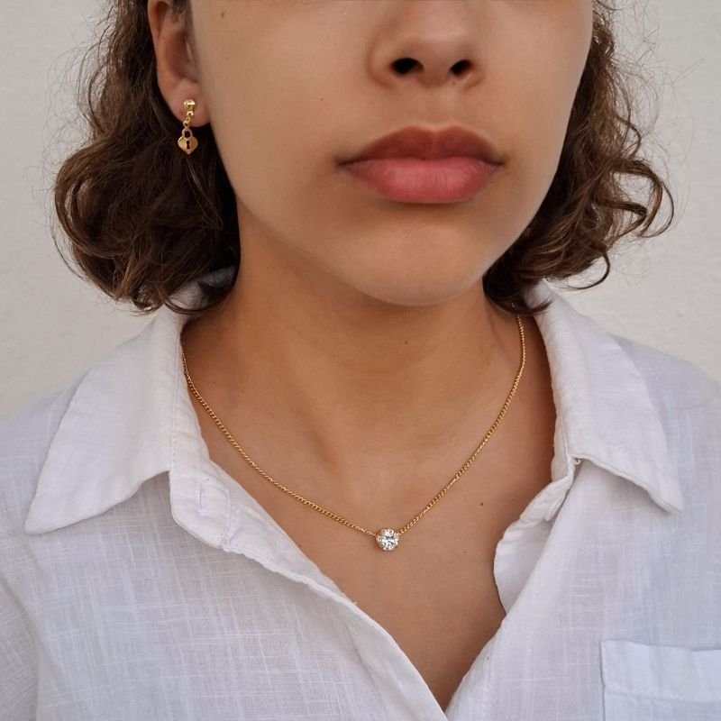 Brinco Coração Cadeado Em Aço Inoxidável