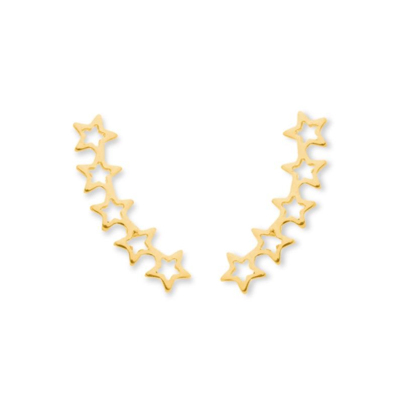 Brinco Ear Cuff Estrelas Vazadas em Aço Inoxidável