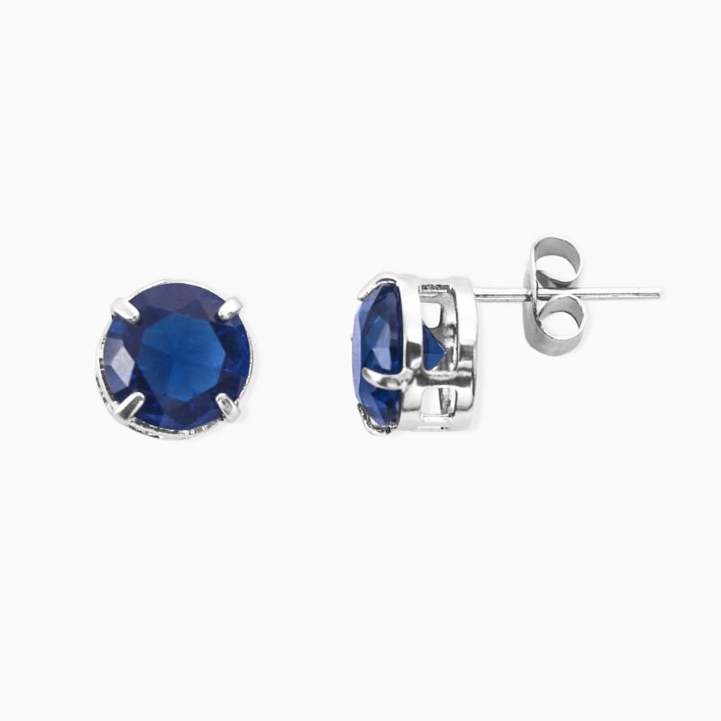 Kit Proteção Conjunto Colar Mandala Índigo M3 e Brinco Zircônia Safira 8mm