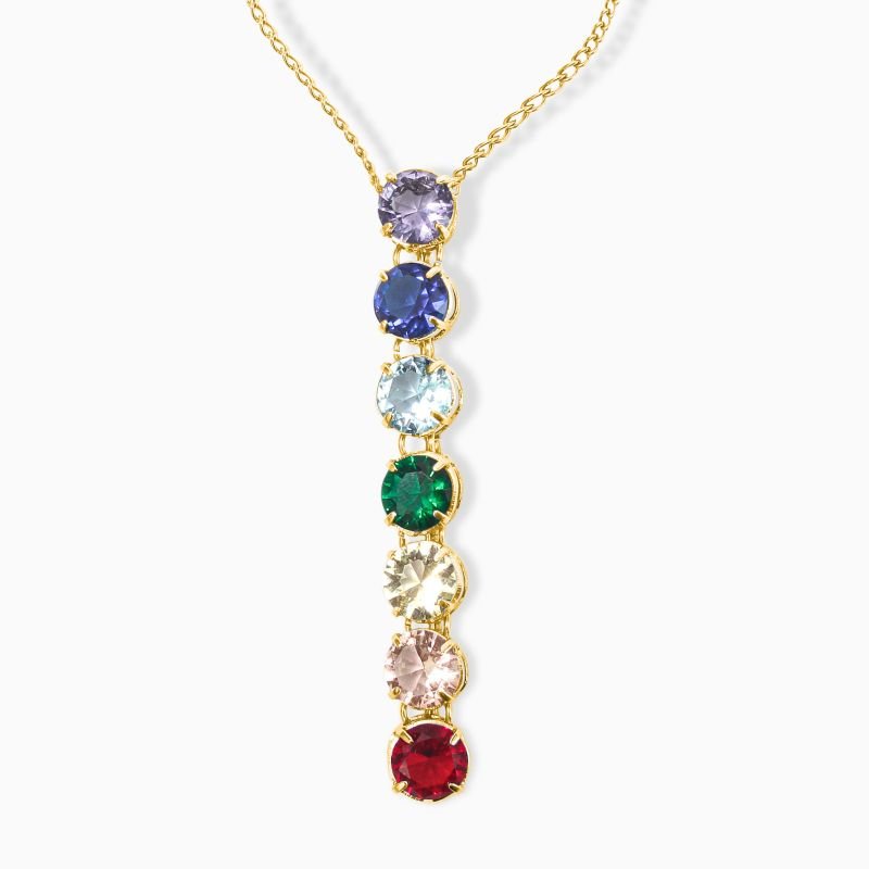 Colar 7 Chakras com Zircônias Coloridas em Aço Inox