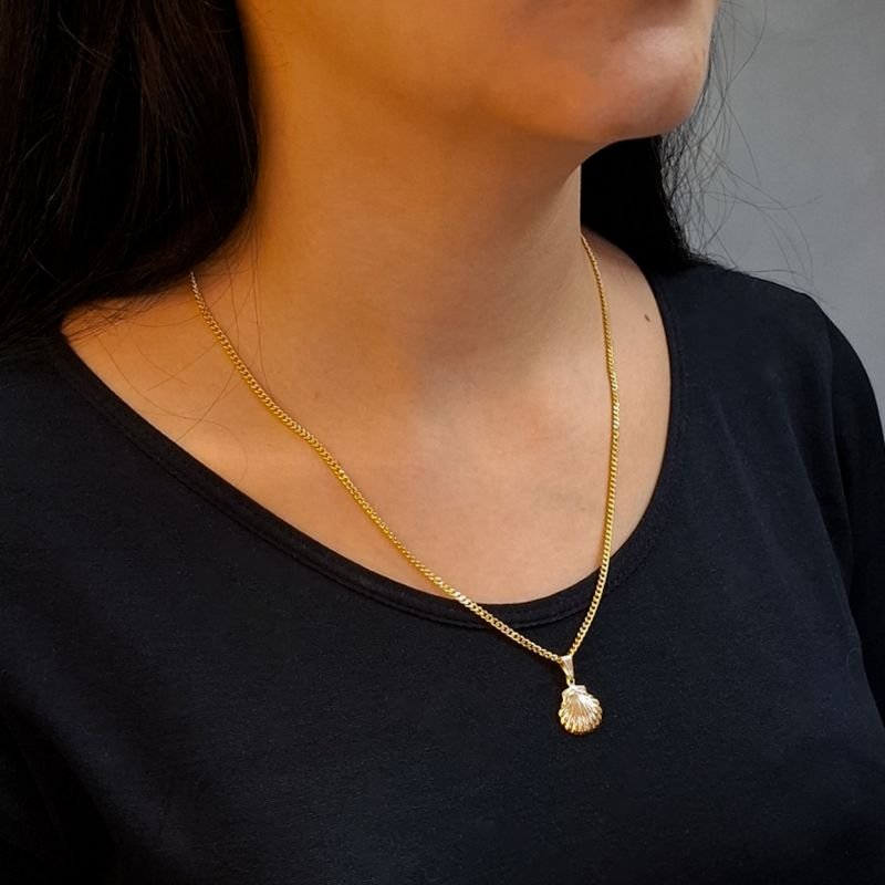 Colar Concha Pequena em Aço Inoxidável