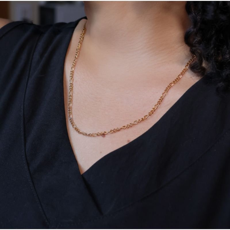 Colar Corrente Fígaro 3mm Alternada 3x1 em Aço Inoxidável