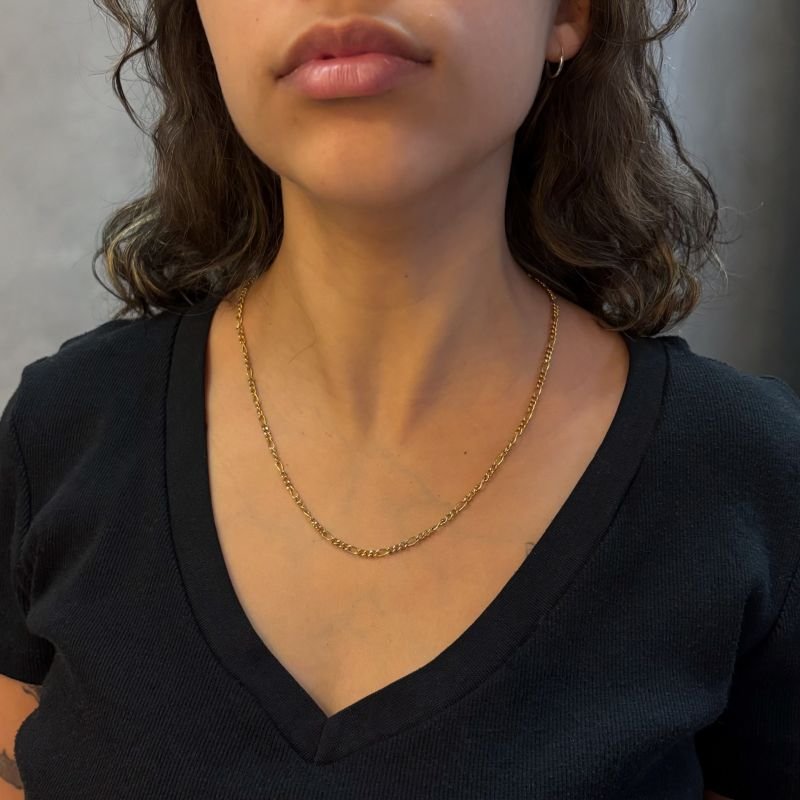 Colar Corrente Fígaro 3mm Alternada 3x1 em Aço Inoxidável