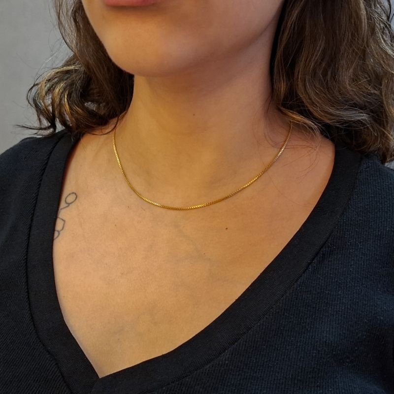 Colar Corrente Veneziana Fina Em Aço Inoxidável