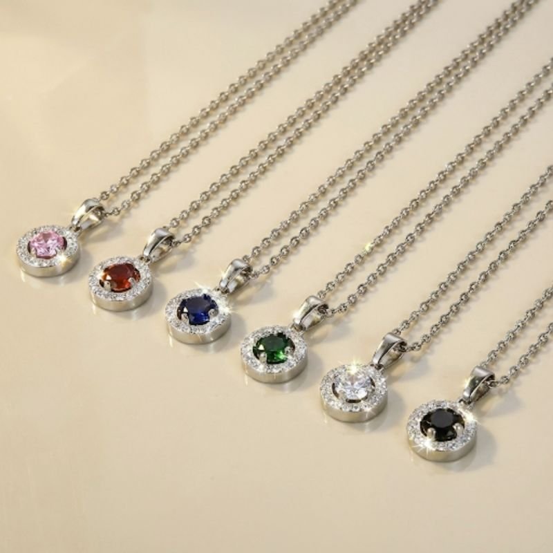 Colar Ponto de Luz Cravejado de Zircônia em Aço Inox