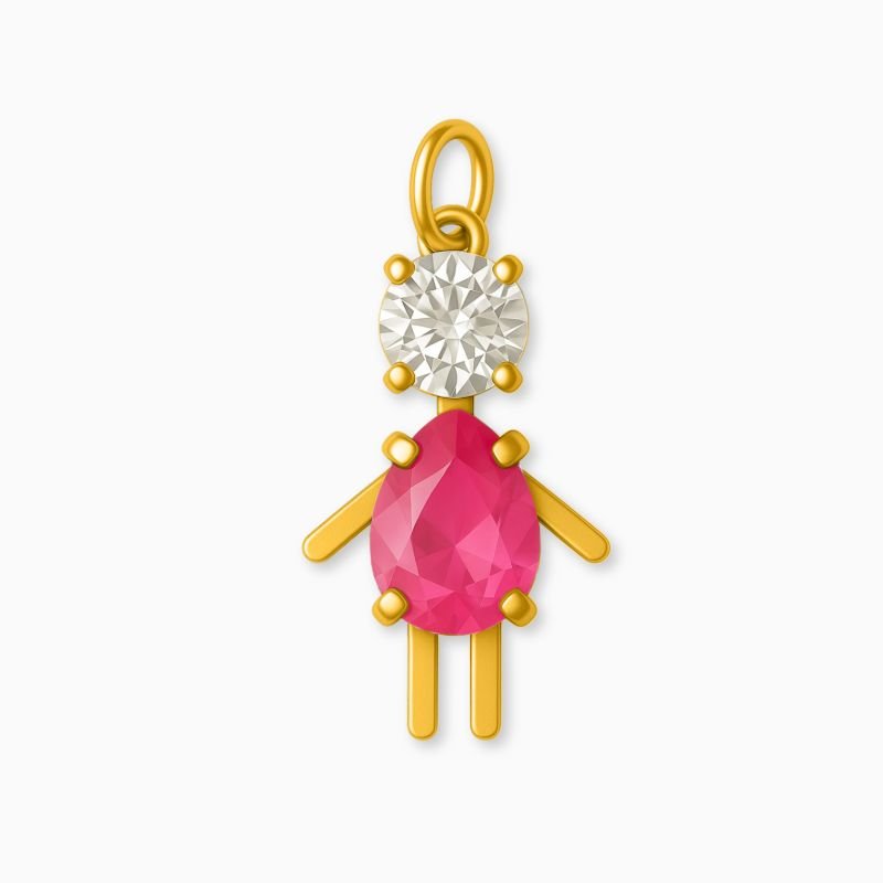 Pingente Filha Zircônia Rosa Pink em Aço Inoxidável
