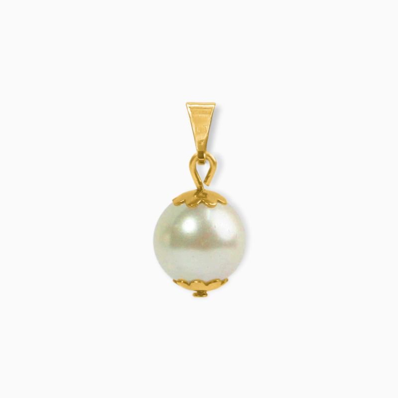 Pingente Pérola De Vidro 10mm Champagne Em Aço Inoxidável