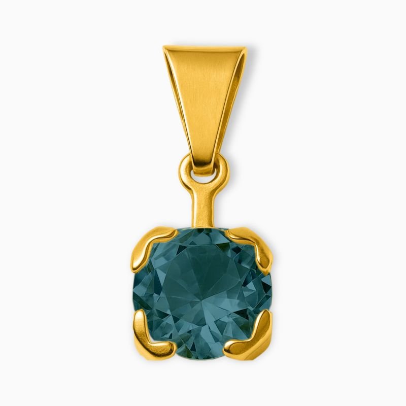 Pingente Ponto de Luz Zircônia Azul 8mm em Aço Inoxidável