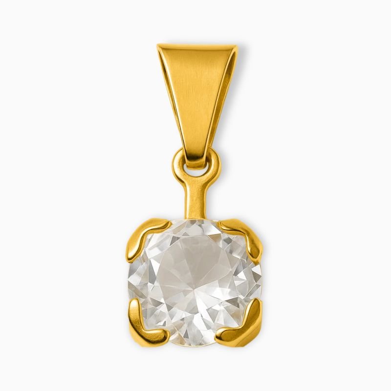 Pingente Ponto de Luz Zircônia Branca 8mm em Aço Inoxidável