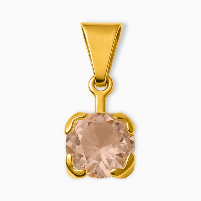 Pingente Ponto de Luz Zircônia Laranja Champagne 8mm em Aço Inoxidável