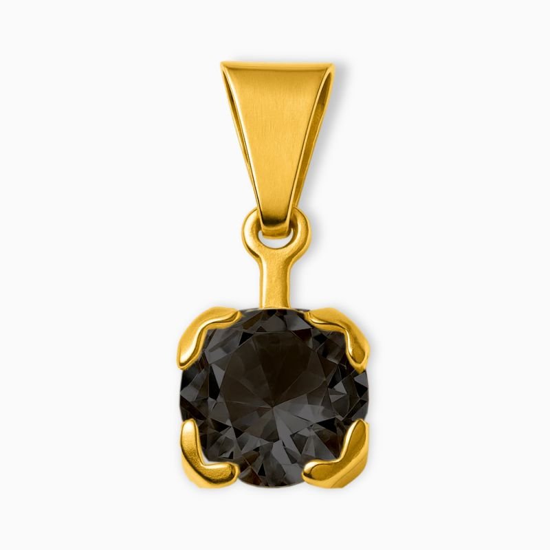 Pingente Ponto de Luz Zircônia Negra 8mm em Aço Inoxidável
