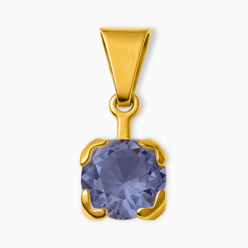 Pingente Ponto de Luz Zircônia Roxo Tanzanita 8mm em Aço Inoxidável