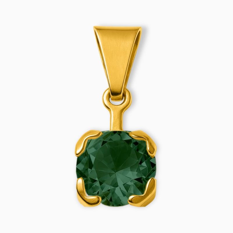 Pingente Ponto de Luz Zircônia Verde Esmeralda 8mm em Aço Inoxidável