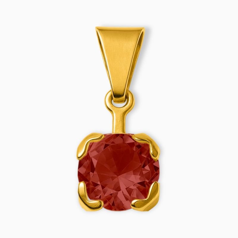 Pingente Ponto de Luz Zircônia Vermelho Rubi 8mm em Aço Inoxidável