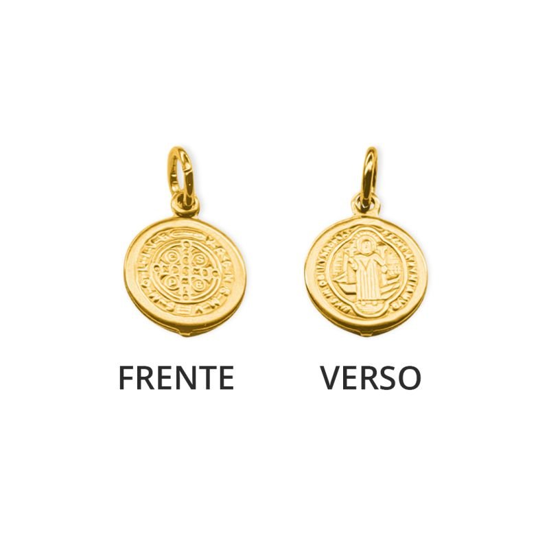 Pingente São Bento Mini Dupla Face em Aço Inoxidável