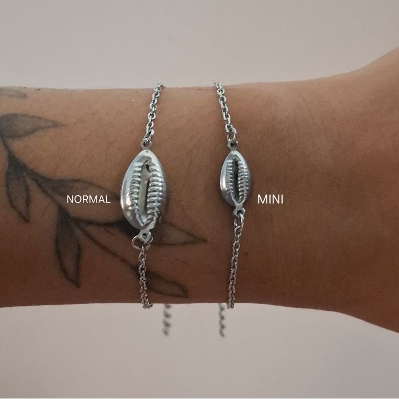 Pulseira Búzios Pingente em Aço Inoxidável Prata