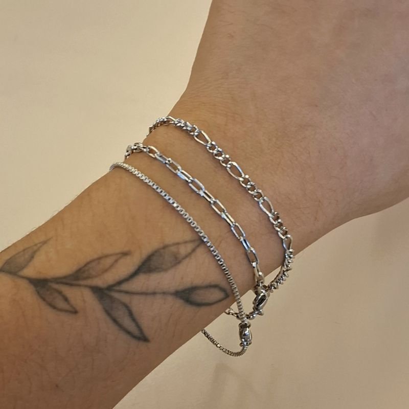 Pulseira Elos Retangulares 2mm em Aço Inoxidável