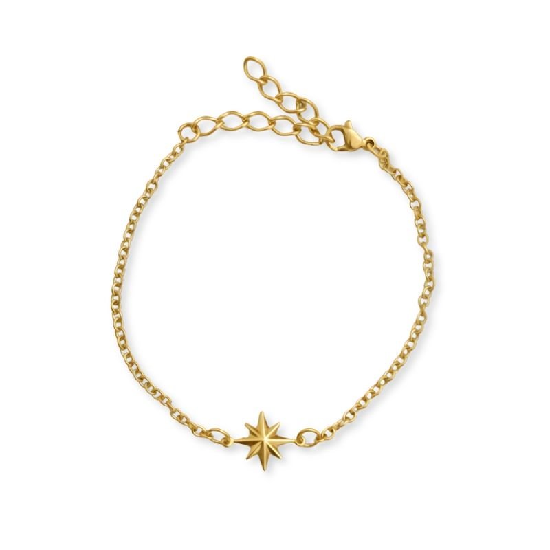 Pulseira Estrela Brilhante Solitária em Aço Inoxidável