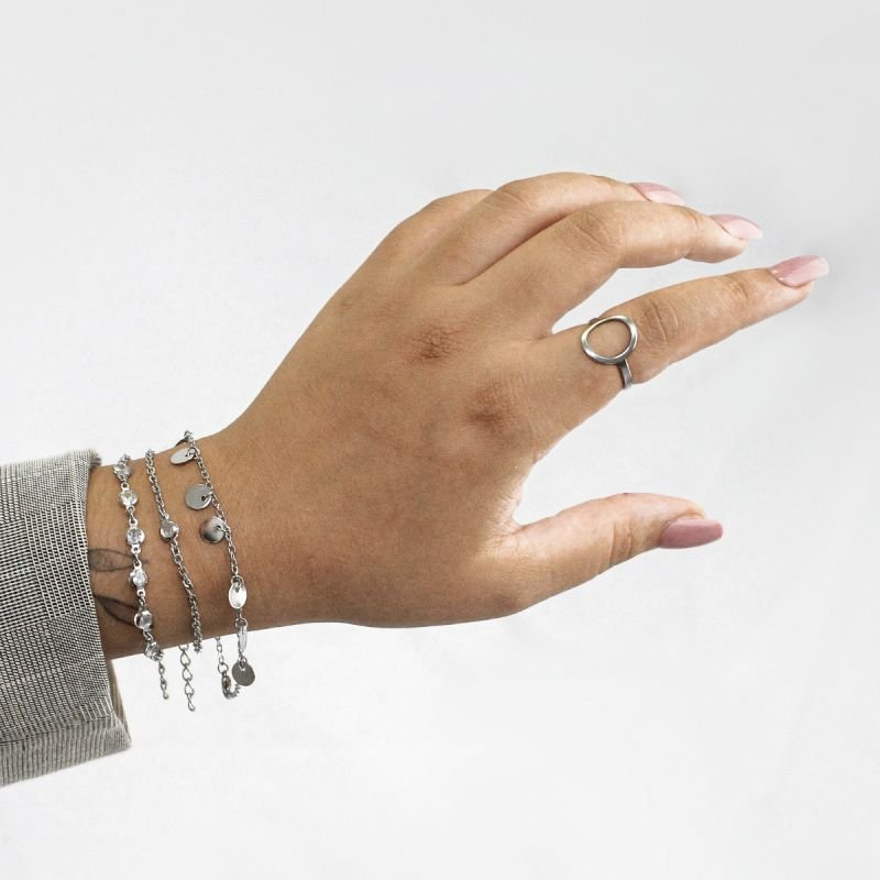 Pulseira Ponto de Luz Zircônia Solitária Branca 4mm em Aço Inoxidável