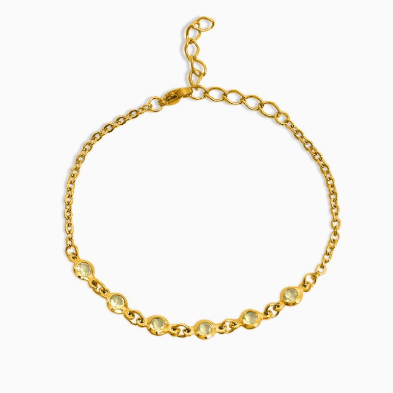 Pulseira Ponto de Luz Zircônias 4mm Amarelo Citrino em Aço Inoxidável