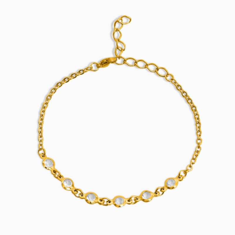 Pulseira Ponto de Luz Zircônias Brancas 4mm em Aço Inoxidável