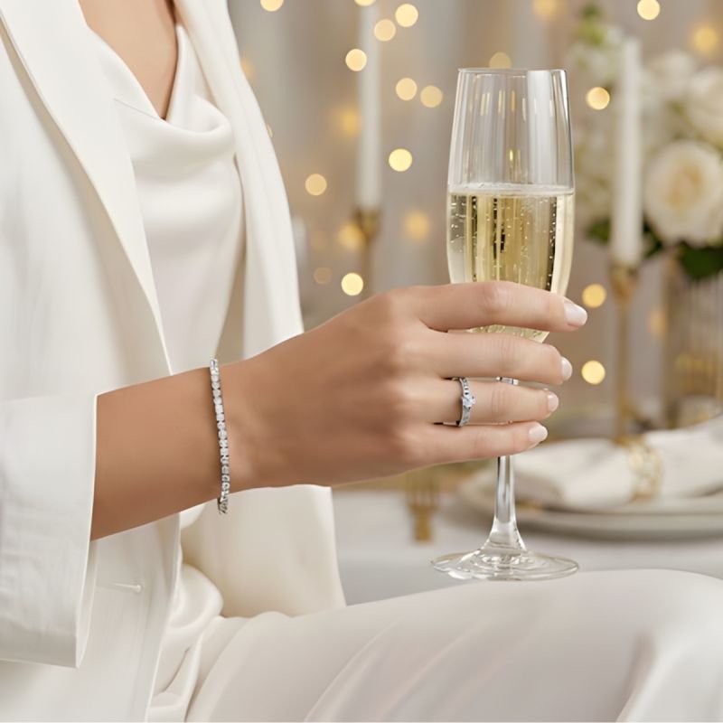 Pulseira Riviera Zircônias 2.5mm Ponto de Luz em Aço Inoxidável