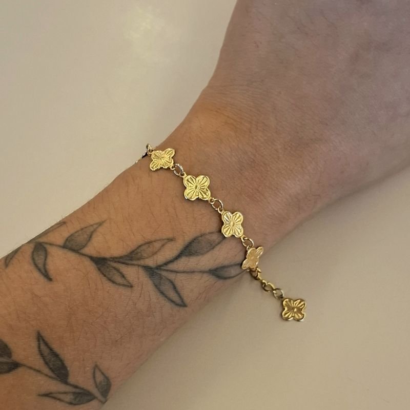 Pulseira Trevos Virgínia em Aço Inoxidável