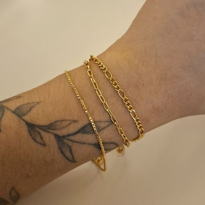 Pulseira Veneziana Fina 1mm em Aço Inox